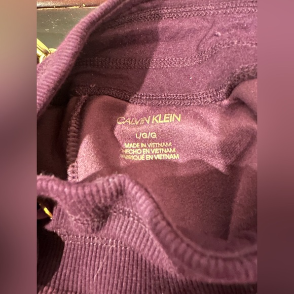 CALVIN KLEIN PURPLE VELOUR  DRAWSTRING WAIST  WIDE LEG PANTS SIZE L RETAIL $69 - Picture 3 of 4